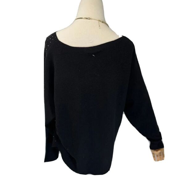 Milano By SioniSweater Size Large Black Rhinestones Long Sleeve NEW - Picture 4 of 11